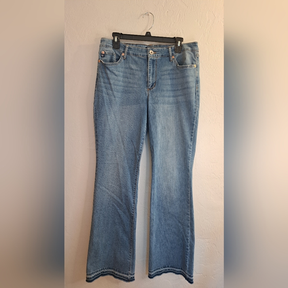 Chaps‎ Women's Light Blue Denim Mid Rise Bootcut Jeans Stretch Pockets Sz. 14